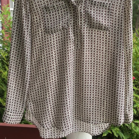 LOFT Sheer 1/4 Button Down Blouse - Picture 2 of 4